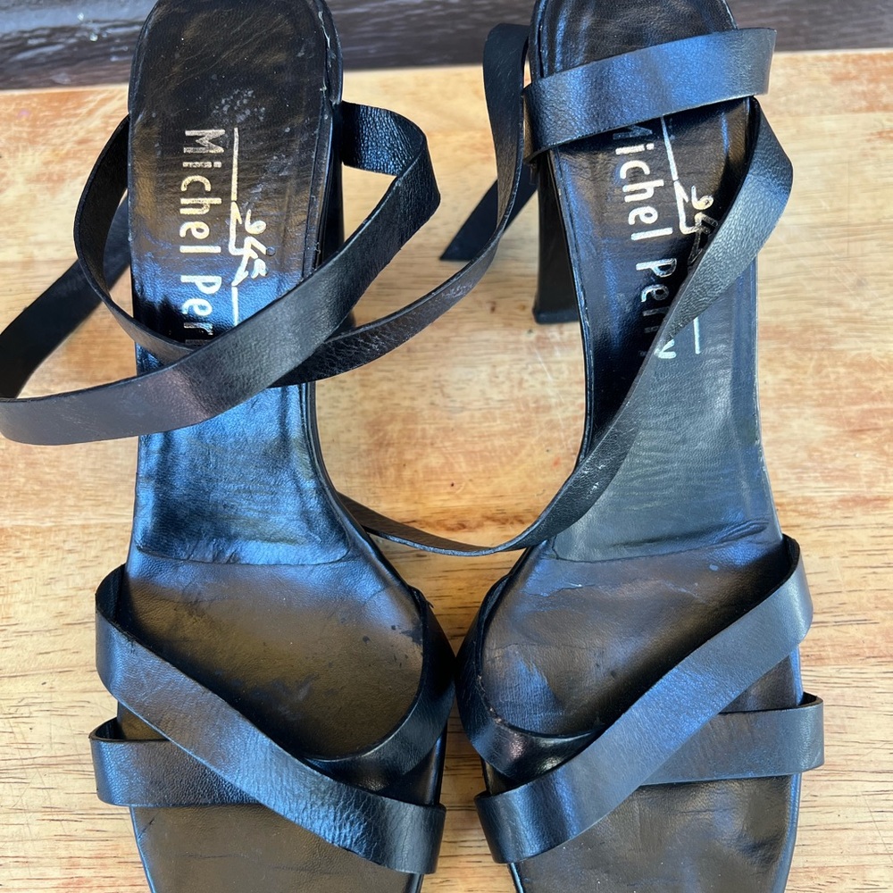Michel Perry Elegant Black Strappy Heels